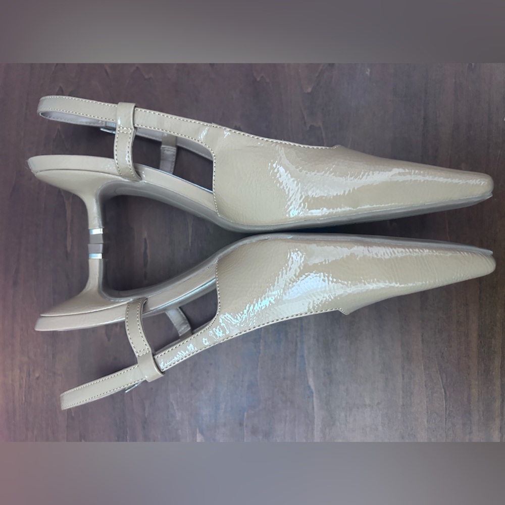 Melissa camel faux patent leather sling back kitten heel pump 81/2. NWOB - Picture 4 of 10